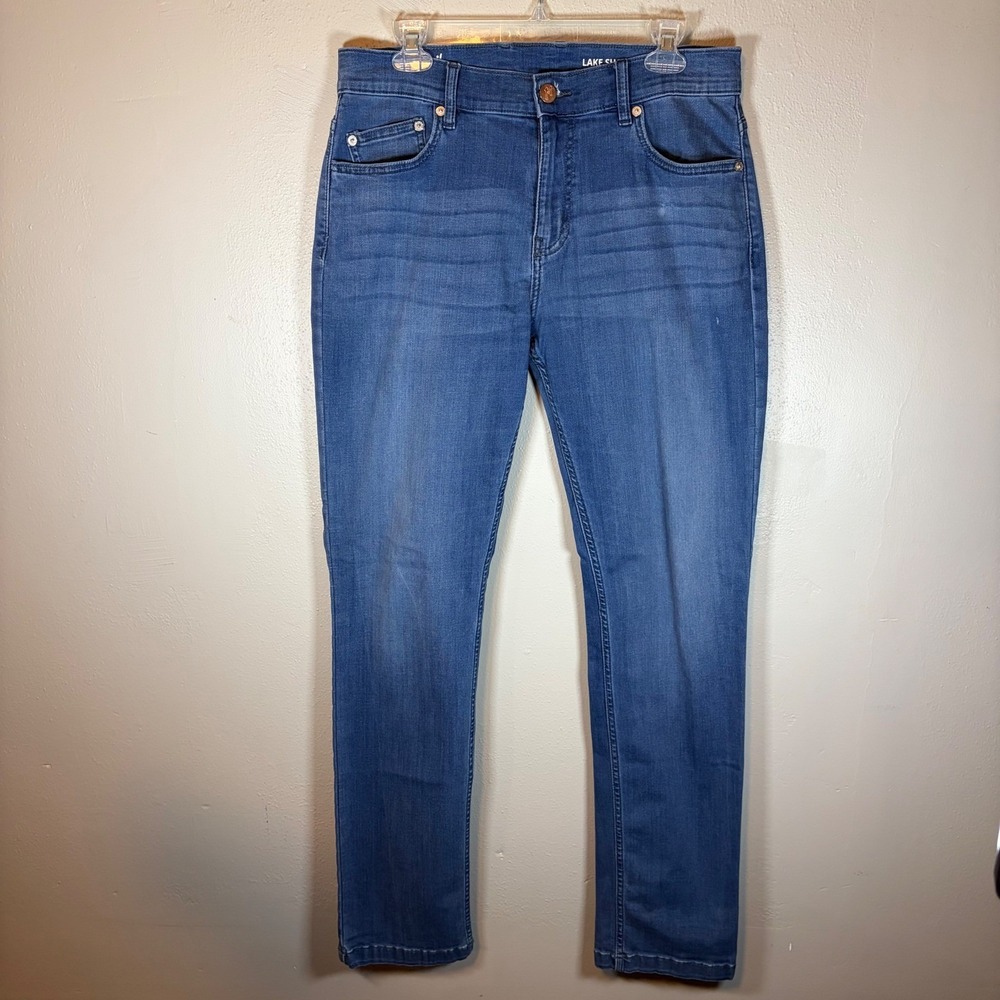 Mugsy Jeans Mens 34x32 Lake Shores Slim Fit Medium Wash Blue High Stretch Pants